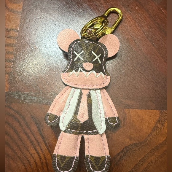 Brand new upcycled kaws x Louis Vuitton Leather Keychain / bag charm